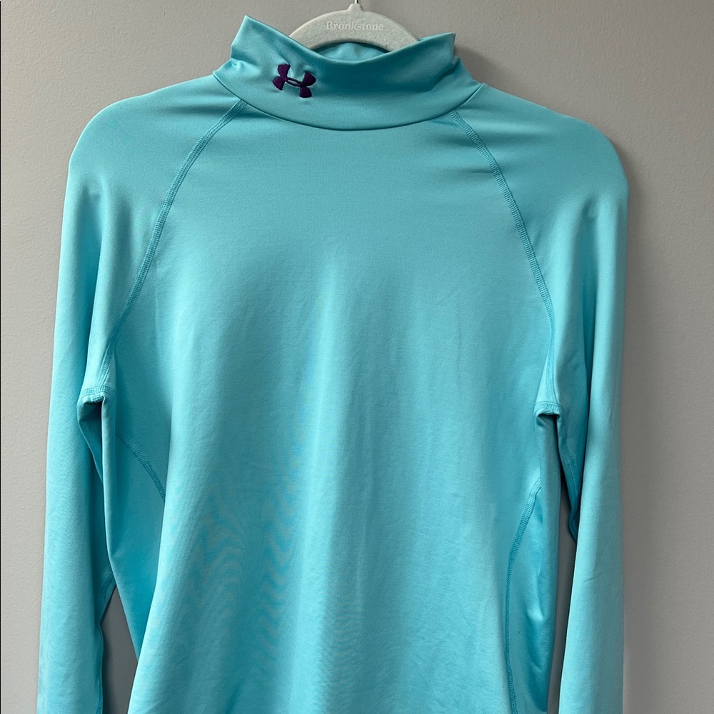 Under Armour Cold Gear Sky Blue Mock Neck Top - Picture 3 of 8